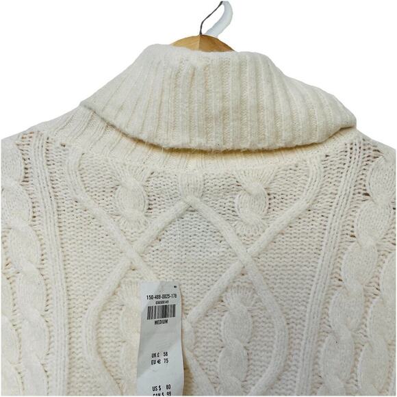 Abercrombie & Fitch Cable Knit Chunky Turtleneck Sweater Size M Fisherman Preppy - Picture 4 of 7